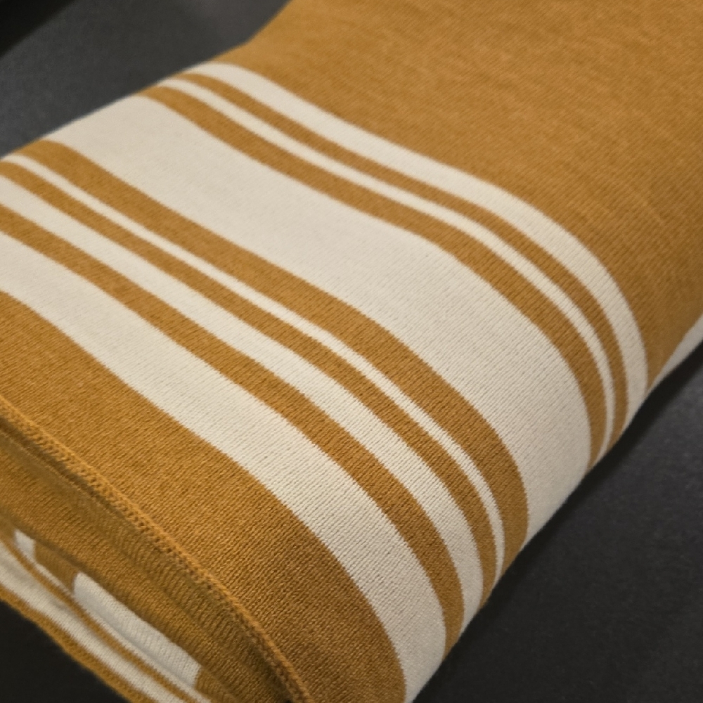 Striped Mustard and Cream Throw Blanket